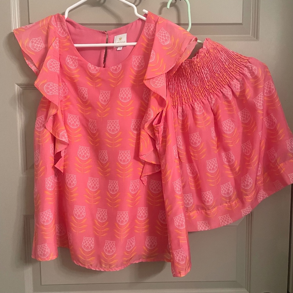 J. Marie Pink & Orange Skort Set - Size Large
